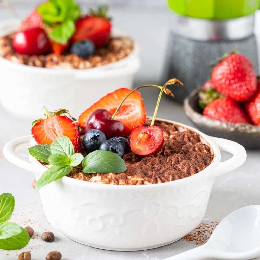 Postres 1 Tazón de frutas picada con chía y cacao